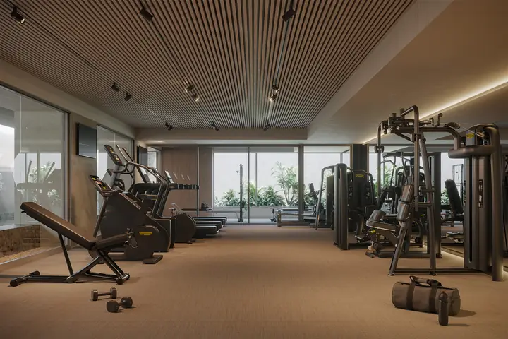 Complexo fitness do Ipanema Almar equipado com aparelhos Technogym